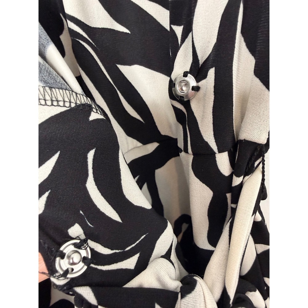 Maggy London Wrap Dress Cream Black Floral Sheath GT1055M Women's 6 - Picture 4 of 10